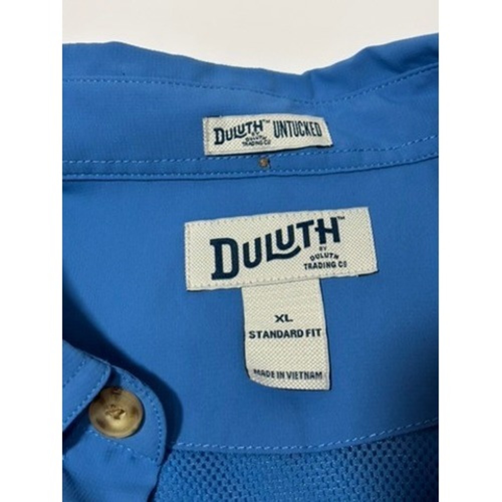Duluth Trading Co‎ Untucked XL Blue Long Sleeve Fishing Shirt Vented Button Down - Picture 4 of 8